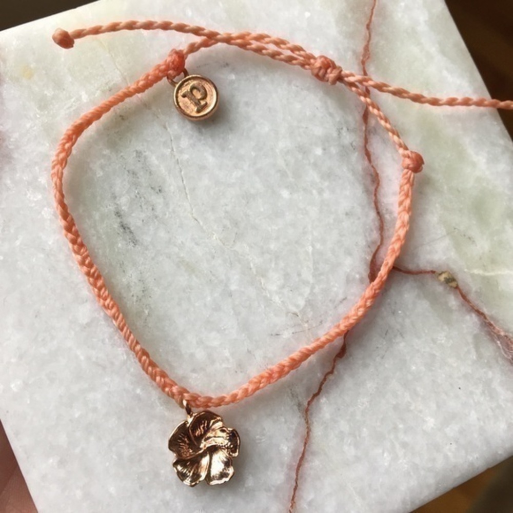 Pura Vida Tropical Flower Pull Bracelet Rose Gold Tone